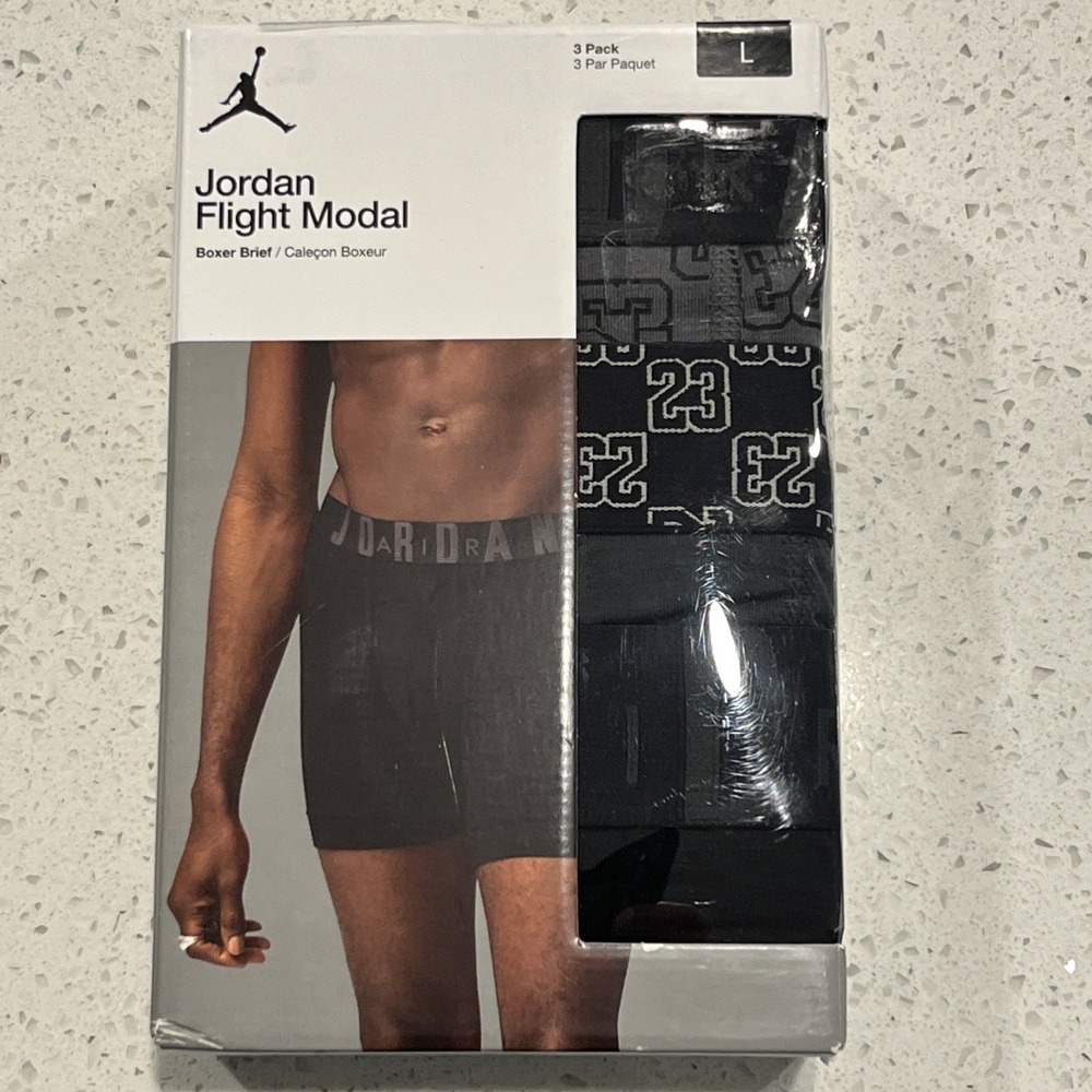 Jordan Flight Modal Boxer Brief 3 Pack Black New JM0691-023 Men's Small